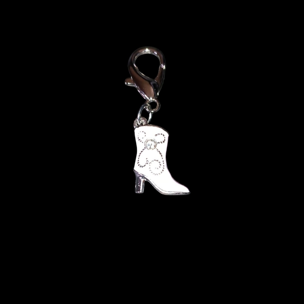 Handcrafted Silver and Pink Boot Charm